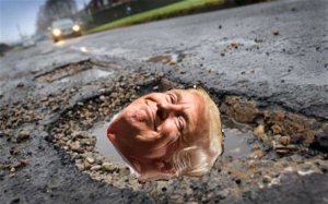 trump in pothole